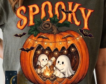 Pumpkin Spooky Halloween PNG , Jack O Lantern  Fall season , Boo ghost Trendy  (Digital Download)