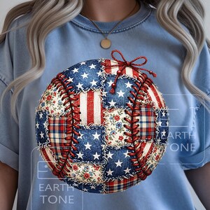 Baseball floral Png , Game day , Mama USA Patchwork PNG , 4th July Freedom Grand millennial Mom