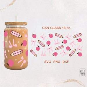 Lehrer Wertschätzung Libbey Glasverpackung Lehrer Coquette Bierdose Glas Lehrer Glasdose 16oz SVG-Datei für Schnitt, Lehrer-Geschenk, digitale Datei