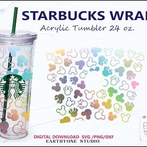 Souris mignonne, souris sans couture, amour, enveloppe complète pour Starbucks Verre à double paroi en acrylique 24 oz PNG, DFX, fichier SVG pour Cricut, téléchargement numérique