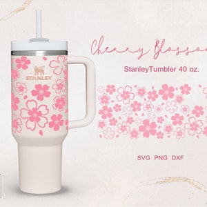 Cherry Blossoms on Rose Quartz 40oz Stanley – Sonoran Beauty Designs