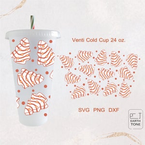 Ciasto choinkowe zimny kubek opakowanie Boże Narodzenie zimny kubek svg pełne opakowanie bez otworu na zimny kubek Venti 24oz PNG, DFX, plik SVG do cięcia, pliki cyfrowe
