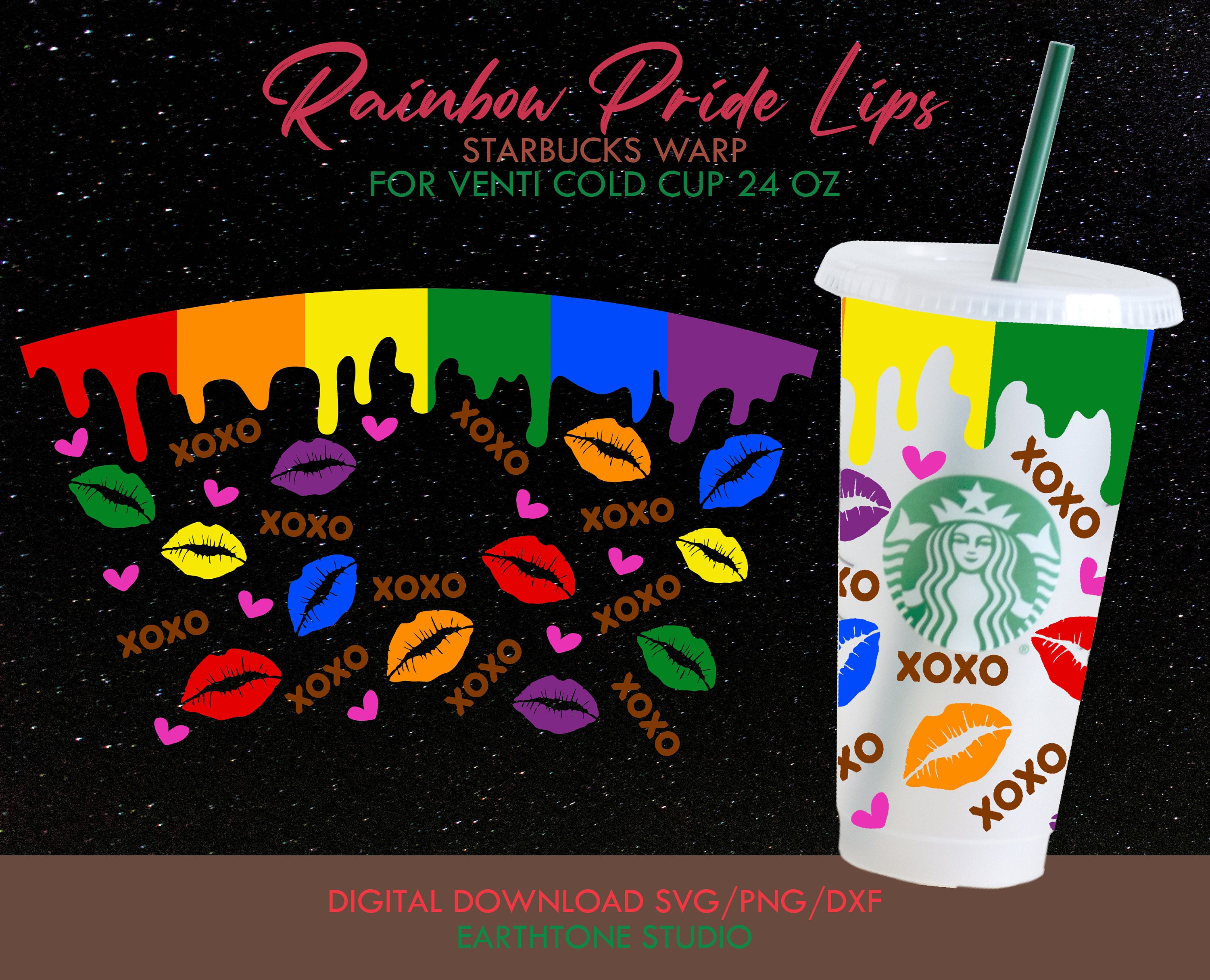 Pride Lips Starbucks SVG Pride svg LGBTQ svg envoltura Etsy España