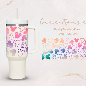 Cute Mouse full wrap for no logo  Quencher tumbler 40 oz . dxf, png, svg file for Cricut, digital file