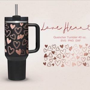 linea Cuore amore Bella mamma full wrap per bicchiere Quencher Cup da 40 oz. file dxf, png, svg per Cricut, file digitale