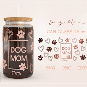Hundemama, Hundepfote gewickelt für Libbey Glass 16oz PNG, DFX, SVG Datei für Cricut, digitaler Download