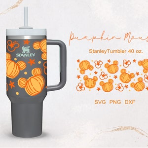 Pumpkin Mouse Fall Halloween Spooky seizoen Herfst wrap voor Stanley quencher 40 oz. PNG, DFX, SVG-bestand voor Cricut, digitale download