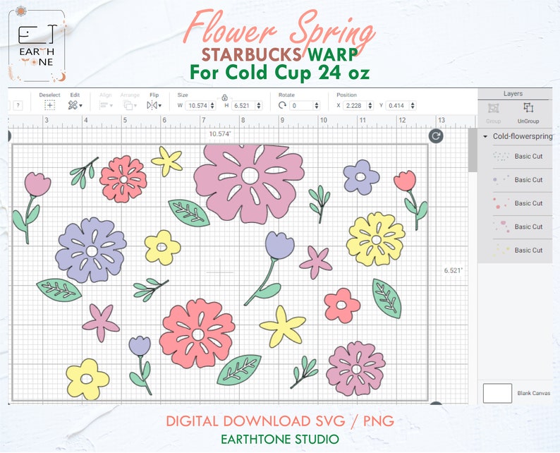 Download Art Collectibles Clip Art Cut File Svg Files For Cricut Full Wrap For Starbucks Cold Cup 24oz Png Spring Flower Svg Digital Download Spring Floral Starbucks Svg