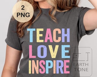 Retro Teacher PNG: Back to School, Teach Love Inspire (Digital Download)
