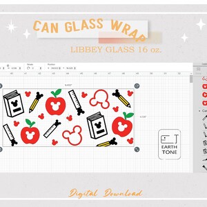 Teach Love Inspire Lehrer Libbey Glass Wrap: Apfel Maus SVG PNG (Digitale Datei) Bild 2