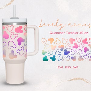 Envoltura completa Lovely Cute Mouse para vaso Quencher sin logotipo de 40 oz. archivo dxf, png, svg para Cricut, archivo digital