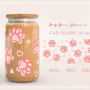 Cachorro pata Cachorro mãe Mamãe presente copo cheio de papel para Libbey Vidro 16oz PNG,DFX,SVG arquivo para Cricut, download digital