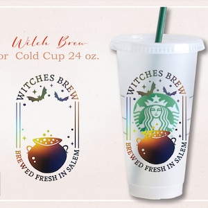 Witch Brew ,Basic witch ,Autumn,Fall Halloween cup Full Wrap For Starbucks Venti Cold Cup 24 oz. PNG,DFX,SVG file for Cricut, digital