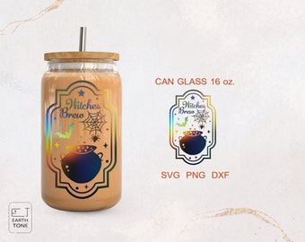 Witches Brew Libbey Glass Wrap SVG, verre de canette de bière d'Halloween (fichiers numériques)
