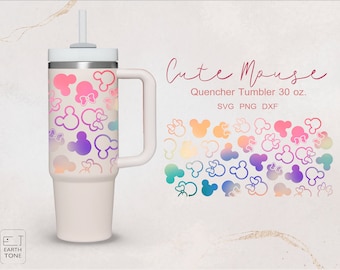 Cute Mouse full wrap for No logo Quencher tumbler 30 oz . dxf, png, svg file for Cricut, digital file