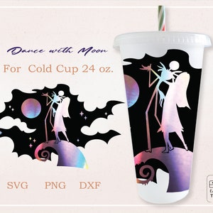 Halloween Night ,Spooky season ,Moon ,skull ,Autumn wrap for For No hole Venti Cold Cup 24 oz.  PNG,DFX,SVG file for Cricut, digital