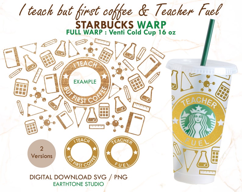 Download I Teach But Coffee First Teacher Fuel Starbucks Svg Digital Download Full Wrap For Starbucks Venti Cold Cup 24oz Png File For Cut Svg Clip Art Art Collectibles