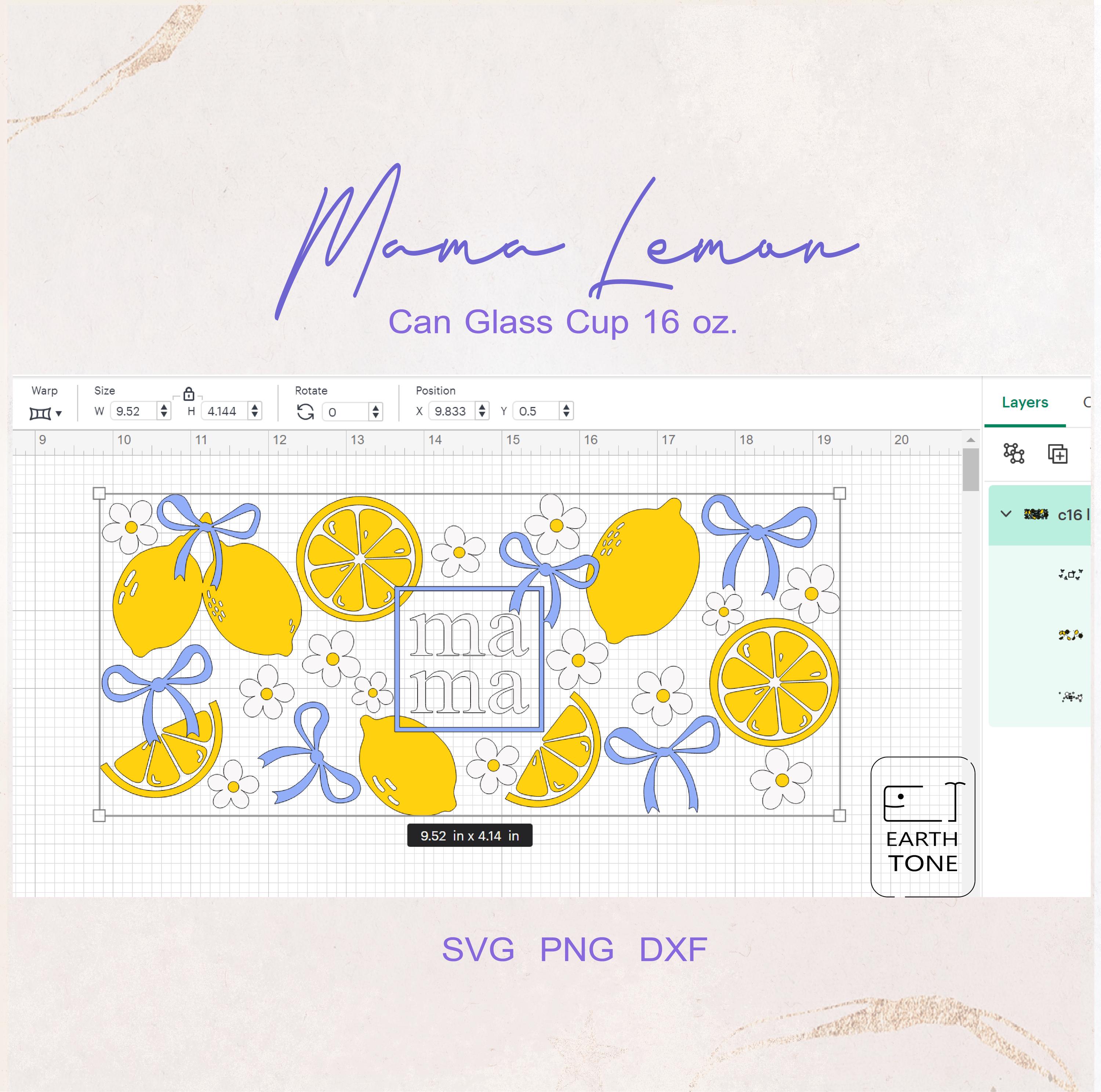 Lemon Dfx Mama Lemon 16oz Glass Wrap: Summer Fruit SVG PNG DFX for Cricut - Etsy