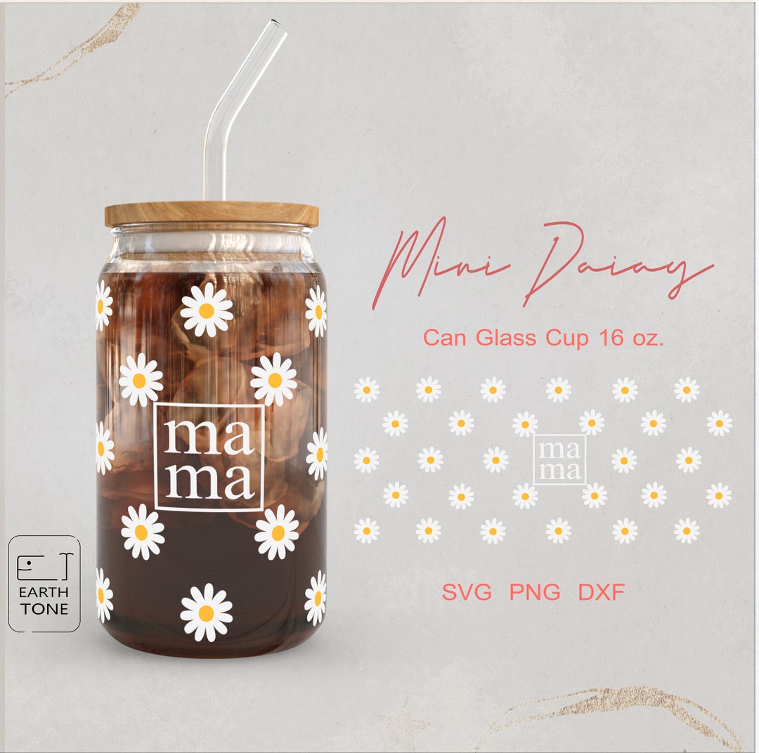 Mama Floral Daisy Beer Can Glass Wrap: 16oz Libbey (digital File) - Etsy