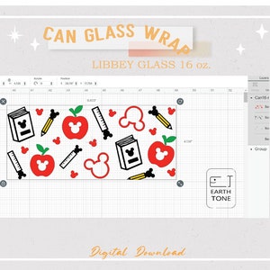 Teach Love Inspire Lehrer Libbey Glass Wrap: Apfel Maus SVG PNG (Digitale Datei) Bild 3