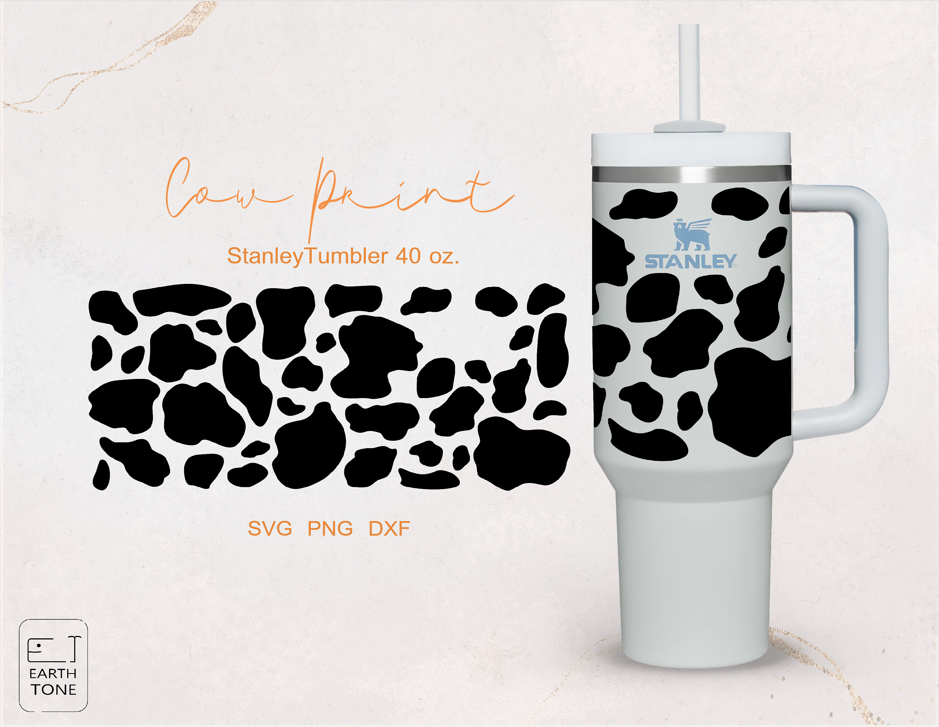 Brown and Black Cow Print Stanley Tumbler MADE TO ORDER 