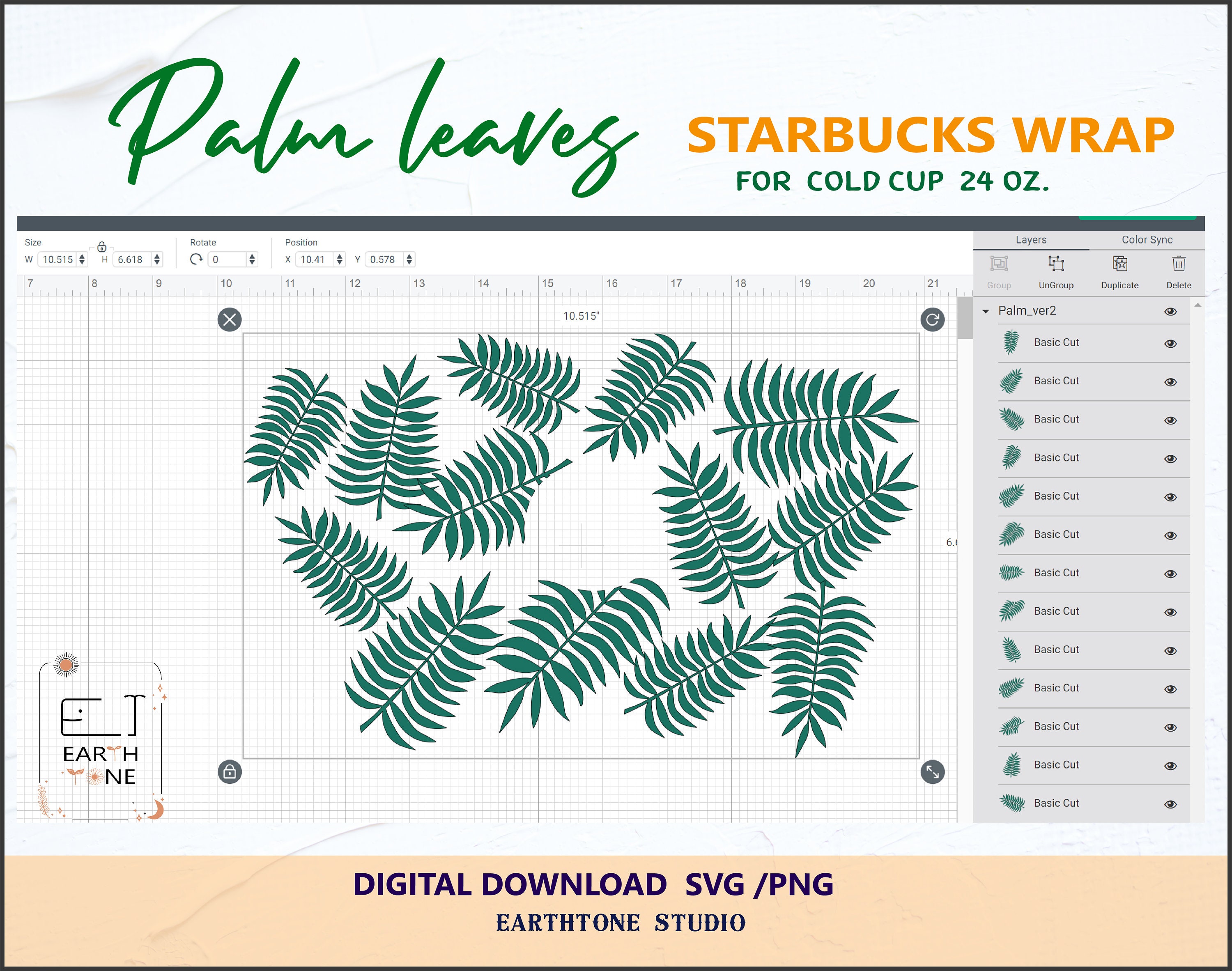 Palm Leaf Leaves Cup tropical Full Wrap Svg for Starbucks - Etsy