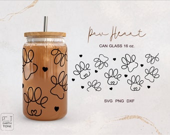 Dog Mom Paw Heart Glass Wrap: SVG PNG DFX for Cricut