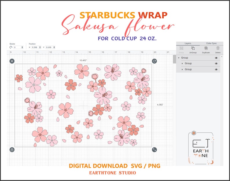 Download Clip Art Art Collectibles Digital Download Spring Floral Full Wrap For Starbucks Cold Cup 24 Oz Cherry Blossom Svg Svg Sakura Starbucks Png Files For Cricut
