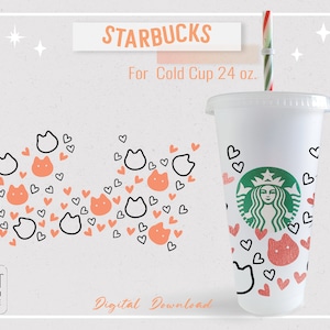 Cat Mom wrap cup ,cat love , Mother's Day, full wrap for Starbucks Venti cold cup 24oz, svg, png, dxf file for Cricut, digital download