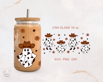 Boo Haw fantôme Libbey verre SVG, emballage de verre de canette de bière Halloween (fichier numérique)