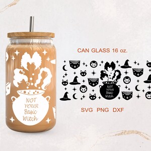 Inte din grundläggande häxa Halloween häxa ölburk kopp heltäckande för Libbey glas 16oz PNG, DFX, SVG-fil för Cricut, digitala filer