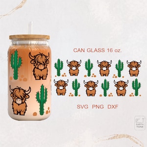 ハイランド カウ リビー ガラス ラップ ウエスタン ビール缶 グラス ハイランド カウ ガラス 缶 ラップ リビー グラス 16 オンス Cricut 用 SVG ファイル、デジタル ファイル