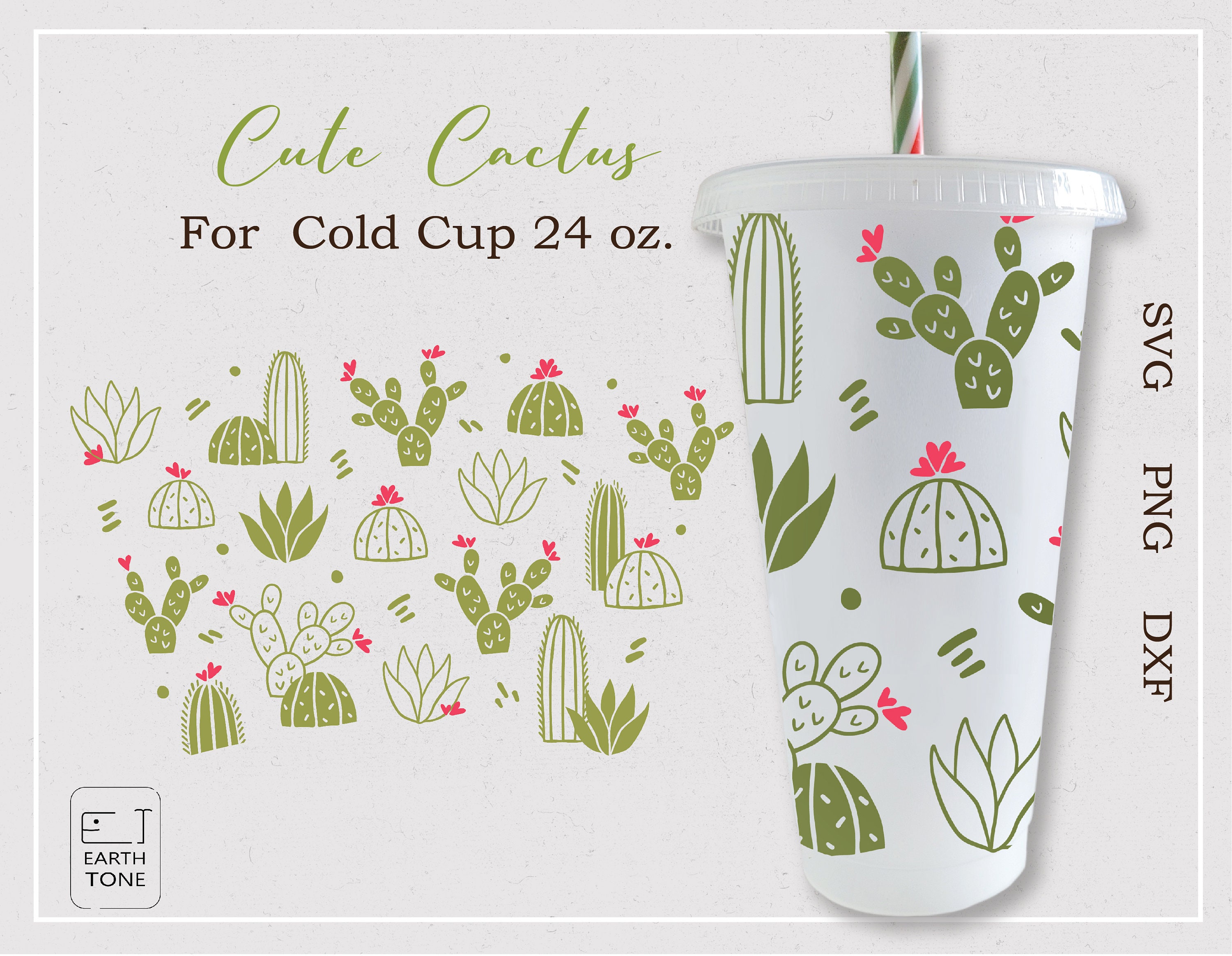 Cactus Cup Succulent Cup Full Wrap SVG for No Hole Venti Cold Etsy