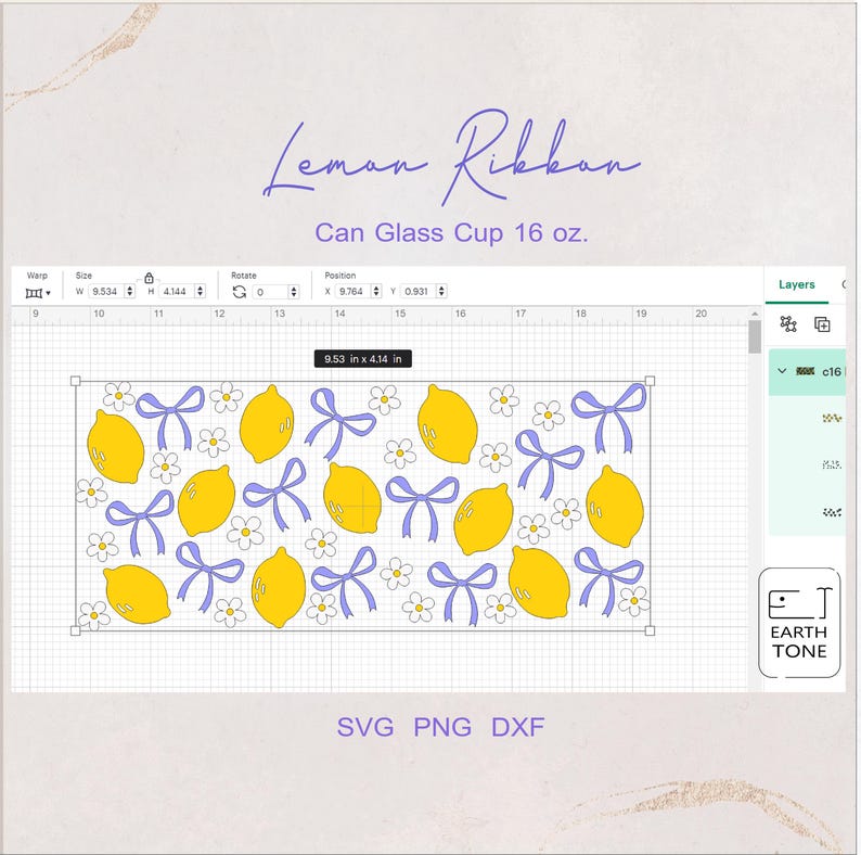 Lemon Dfx Lemon Bow Libbey Glass Wrap: Coquette Summer Cup Design (SVG, PNG, DFX ...
