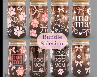 Bundle Dog paw Mama Coquette Mom Beer Can Glass Wrap: 16oz Libbey (Digital File)