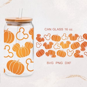 Pumpkin Mouse Libbey glass svg Pumpkin beer can glass Mouse full wrap for Libbey Glass 16oz PNG, DFX, SVG file for Cricut, digital files