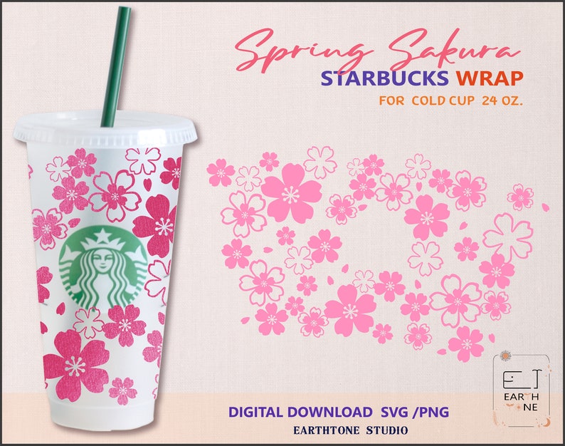 Download Png Files For Cricut Flower Sakura Svg Spring Floral Cherry Blossom Full Wrap For Starbucks Cold Cup 24 Oz Digital Download Clip Art Art Collectibles Kromasol Com