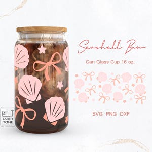 Muschel Band Kokette Strand Sommer Vibe Bogen Geschenk für Mama voll Wickel für Kaffee kann Glas 16oz PNG, DFX, SVG Datei für Cricut, digitale Dateien