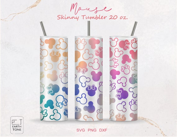 Cute Mouse Face 20oz Skinny Tumbler Wrap, Cricut SVG PNG DFX (Digital)