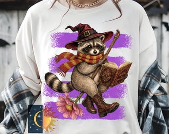 Raccoon Witch png , Spooky Bookish ,Book lover , Halloween Fall season (Digital Download)