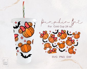 Pumpkin Mouse Halloween Cup Wrap: SVG, PNG, DFX Files (Digital Download)