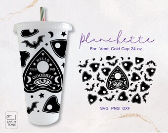 プランシェット ハロウィン カップ ラップ: 不気味なベンティ コールド カップ デザイン (SVG、PNG、DFX)