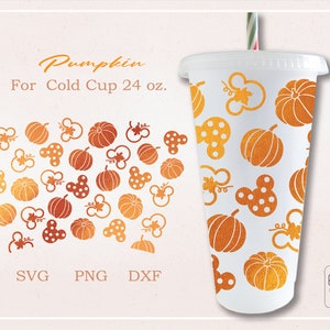 Pumpkin and Mouse ,Halloween cup,  Fall vibe, Autumn Full Wrap For No hole Venti Cold Cup 24 oz.  PNG,DFX,SVG file for Cricut, digital