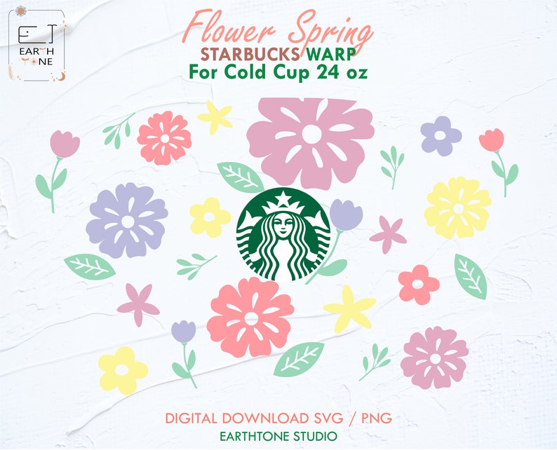 Download Art Collectibles Clip Art Cut File Svg Files For Cricut Full Wrap For Starbucks Cold Cup 24oz Png Spring Flower Svg Digital Download Spring Floral Starbucks Svg