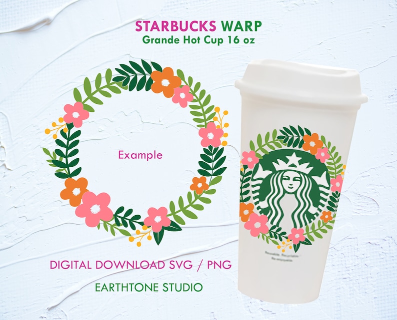 Download Floral Wreath Flower Wreath wrap SVG for Starbucks Grande ...