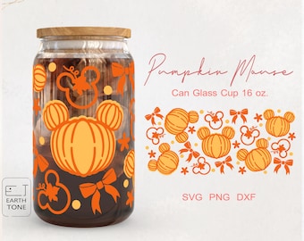 Pumpkin Mouse Coffee Cup Wrap 16oz : Autumn Halloween Design PNG, SVG, DFX for Cricut