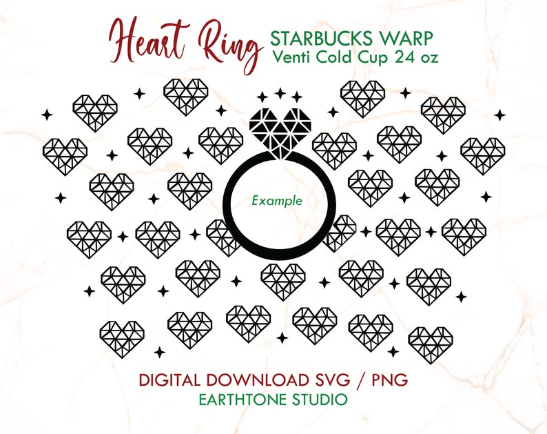 Download Diamond Heart Ring Starbucks Cup SVG for Starbucks Venti ...