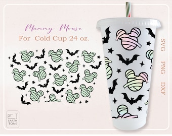 Mummy Mouse Halloween Cold Cup Wrap: 24oz Spooky SVG PNG File