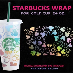 Lovely Mouse cup , seamless Mouse ,Love, Full Wrap For Venti Cold Cup 24 oz.   PNG,DFX,SVG file for Cricut, digital download