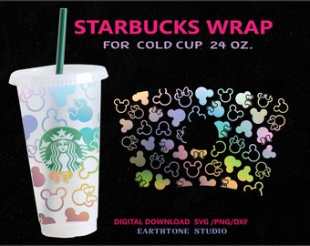 Mouse Starbucks Cup Wrap: Seamless Love Design (Digital Download)